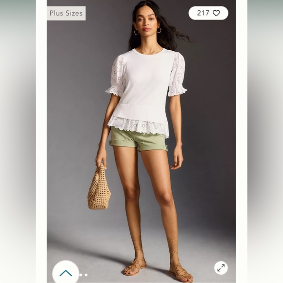 Anthropologie BWT English Factory Eyelet Puff-Sleeve Sweater Tee Size 1X. - Picture 4 of 16